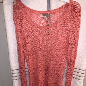 See through netting long sleeve sweater